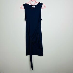 Kaileigh Blue Asymmetrical Front Wrap Ribbed Mini Dress Size Medium